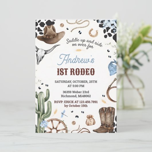 パーソナルファーストロデオワイルドウエスト誕生日 招待状 (スタンド正面)