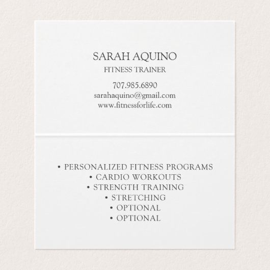 パーソナルフィットネストレーナーエクササイズコーチ 名刺 (内部フラット)