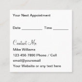 パーソナルフィットネストレーナーコーチアポイントメントカード スクエア名刺 (裏面)