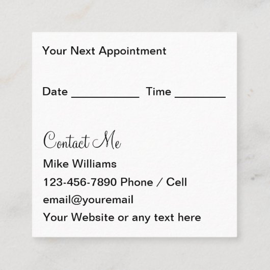 パーソナルフィットネストレーナーコーチアポイントメントカード スクエア名刺 (裏面)