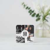 パーソナルフィットネストレーナーフォトQRソーシャルメディア スクエア名刺 (スタンド正面)