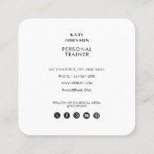 パーソナルフィットネストレーナーフォトQRソーシャルメディア スクエア名刺 (裏面)