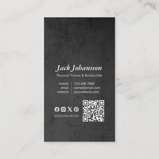 パーソナルフィットネストレーナーボディビルジムダンベル 名刺 (裏面)