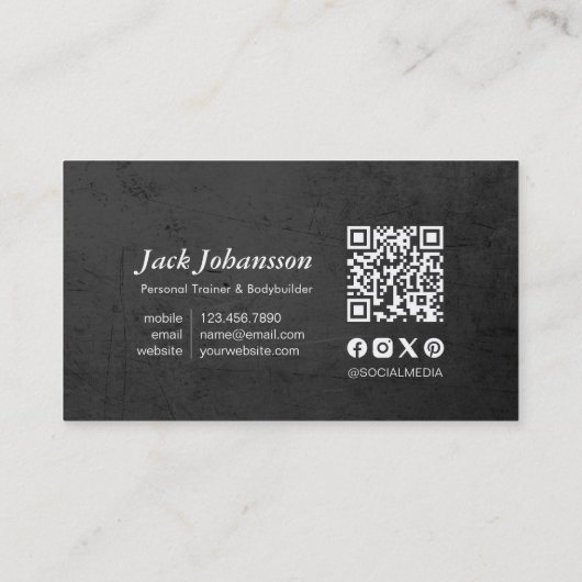 パーソナルフィットネストレーナーボディビルジムバーベル 名刺 (裏面)