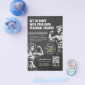 パーソナルフィットネストレーナー ボディビルディング ジムコーチ BW チラシ (シングル)