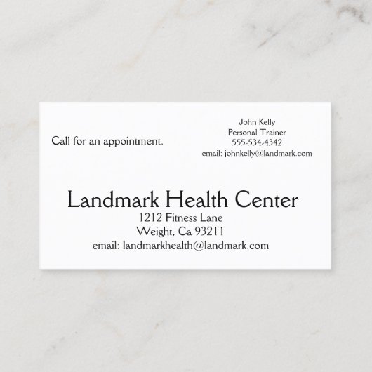 パーソナルフィットネストレーナー 名刺 (裏面)