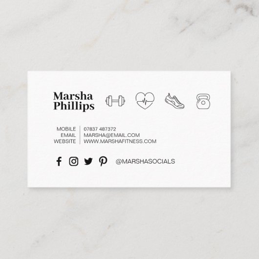 パーソナルフィットネスモダントレーナートレンディー写真 名刺 (裏面)