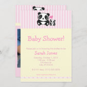 パーソナルフォトパンダベビーシャワー-ピンク 招待状 (正面/裏面)