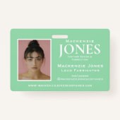 パーソナルブランドロゴモダンミントグリーン従業員 バッジ (裏面)