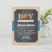 パーソナルブルースポーツバスケットボールテーマベビーシャワー 招待状 (スタンド正面)