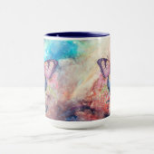 パーソナルブルー、パープル、およびピンクの水色の蝶 マグカップ (中央)