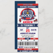 パーソナルホッケーゲームチケット誕生日パーティー 招待状 (正面/裏面)