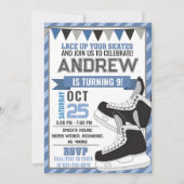 パーソナルホッケースケートで滑る誕生日招待状 招待状 (正面)