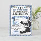 パーソナルホッケースケートで滑る誕生日招待状 招待状 (スタンド正面)