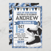 パーソナルホッケースケートで滑る誕生日招待状 招待状 (正面/裏面)