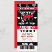 パーソナルホッケーチケット誕生日招待状 招待状 (正面/裏面)