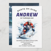 パーソナルホッケーテーマ誕生日パーティーの招待 招待状 (正面/裏面)