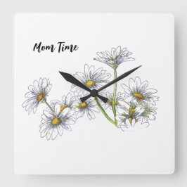 パーソナルホワイトデイジー時計 スクエア壁時計