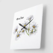 パーソナルホワイトデイジー時計 スクエア壁時計 (傾斜)