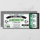 パーソナルボーイモダンサッカーチケット誕生日パーティー 招待状 (正面/裏面)