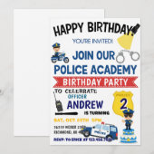 パーソナルポリス・警察官パーティーの誕生日招待状 招待状 (正面/裏面)