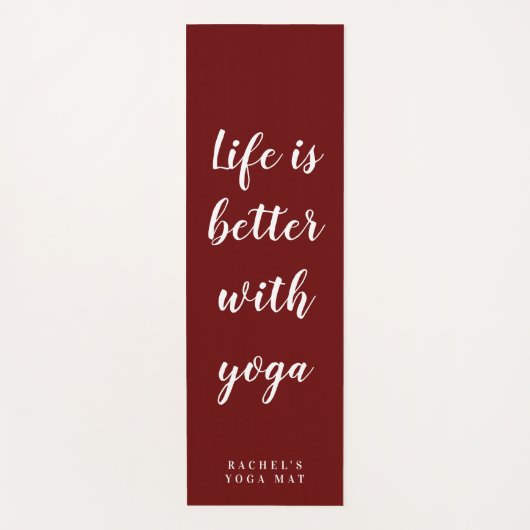 パーソナルマルーン赤ヨガマット。厚さ1/4インチ ヨガマット (正面)