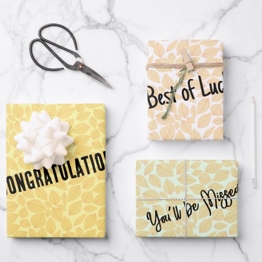 パーソナルメッセージゴールデンイエローリーフ ラッピングペーパーシート (正面)