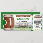 パーソナルモダンアメリカンフットボールチケット誕生日 招待状 (正面/裏面)