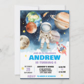 パーソナルモダン宇宙宇宙飛行士誕生日 招待状 (正面)