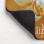 パーソナルモノグラムホワイトオーキッドゴールデングリーンバック マウスパッド (コーナー)