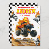 パーソナルモンスタートラックオフロード誕生日パーティー 招待状 (正面/裏面)