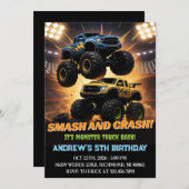 パーソナルモンスタートラックレース誕生日パーティー 招待状 (正面/裏面)