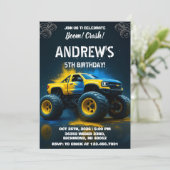 パーソナルモンスタートラック誕生日パーティ子供へー 招待状 (スタンド正面)