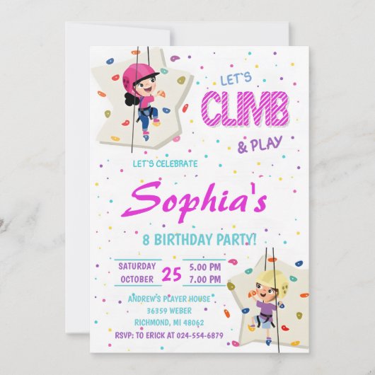 パーソナルロック登山誕生日パーティーの招待 招待状 (正面)