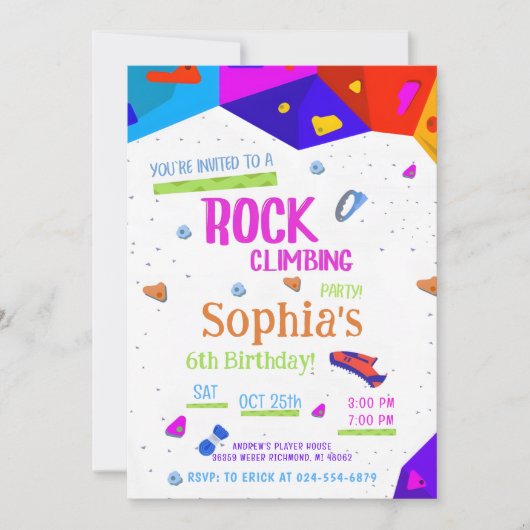 パーソナルロック登山誕生日パーティーの招待 招待状 (正面)