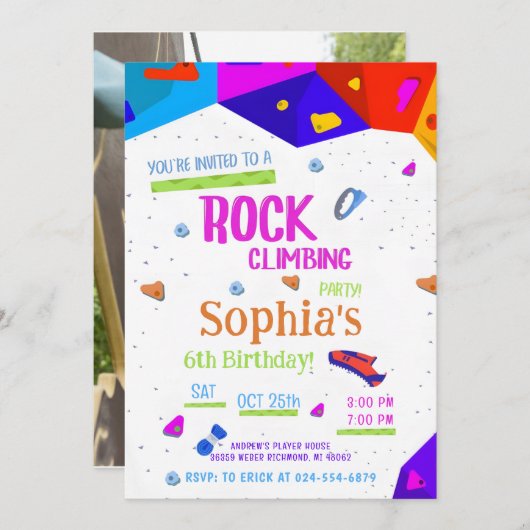 パーソナルロック登山誕生日パーティーの招待 招待状 (正面/裏面)