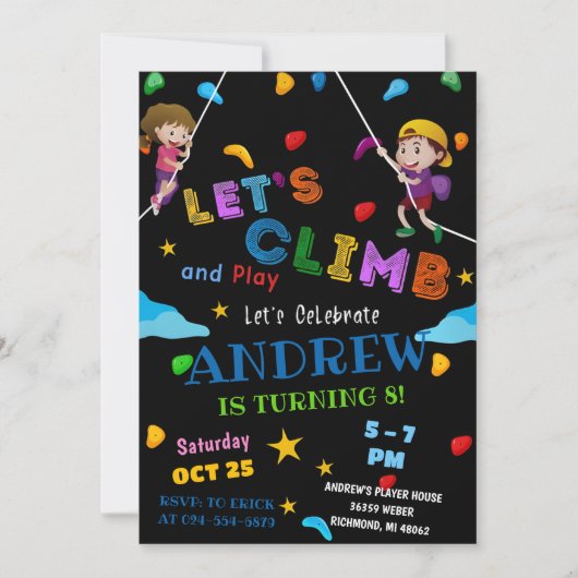 パーソナルロック登山誕生日パーティーの招待 招待状 (正面)