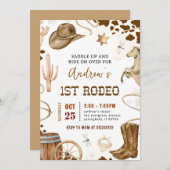 パーソナルワイルドウェスト1stカウボーイロデオ誕生日パーティー 招待状 (正面/裏面)