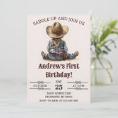 パーソナルワイルドウエストファーストロデオカウボーイ誕生日 招待状 (スタンド正面)