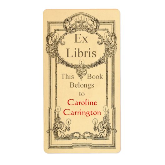 パーソナルヴィンテージ天使とキャンドル蔵書票ラベル ラベル (正面)