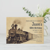 パーソナルヴィンテージ機関車誕生日招待状 招待状 (スタンド正面)