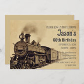 パーソナルヴィンテージ機関車誕生日招待状 招待状 (正面/裏面)