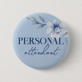 パーソナル付き添い人ブルーブライダルシャワーボタン 缶バッジ (正面)
