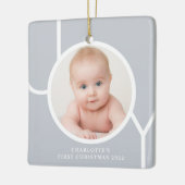 パーソナル化されたベビーの初めてのクリスマス写真 セラミックオーナメント (左)