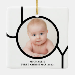 パーソナル化されたベビーの初めてのクリスマス写真 セラミックオーナメント