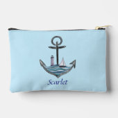 パーソナル化可能ないかりと灯台(バージョン1) アクセサリーポーチ (裏面)