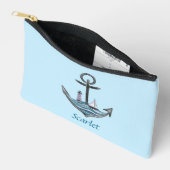 パーソナル化可能ないかりと灯台(バージョン1) アクセサリーポーチ (見開き)