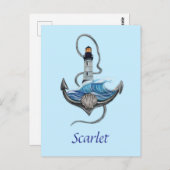 パーソナル化可能ないかりと灯台(バージョン2) ポストカード (正面/裏面)