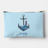 パーソナル化可能ないかりと灯台(バージョン3) アクセサリーポーチ (裏面)