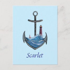 パーソナル化可能ないかりと灯台（バージョン3） ポストカード